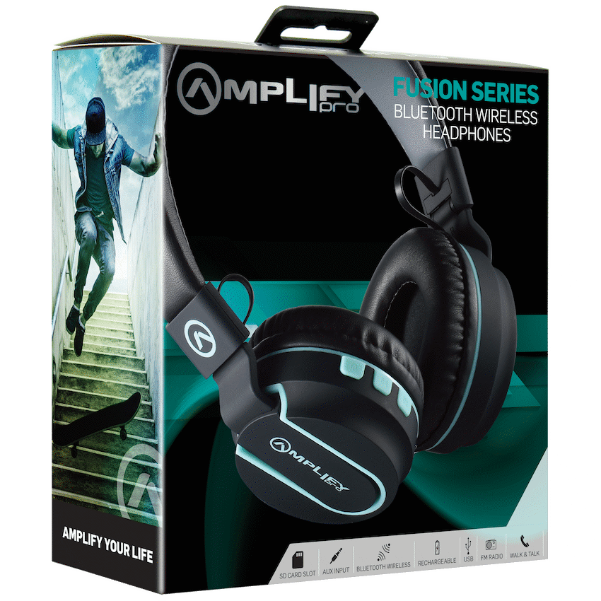 Amplify Fusion Series Bluetooth Headphone - Black/Blue image 2