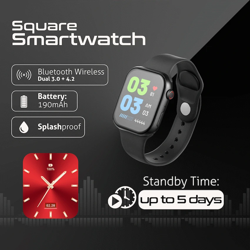 Amplify Challenge Series Square Smartwatch - Black - Image 2