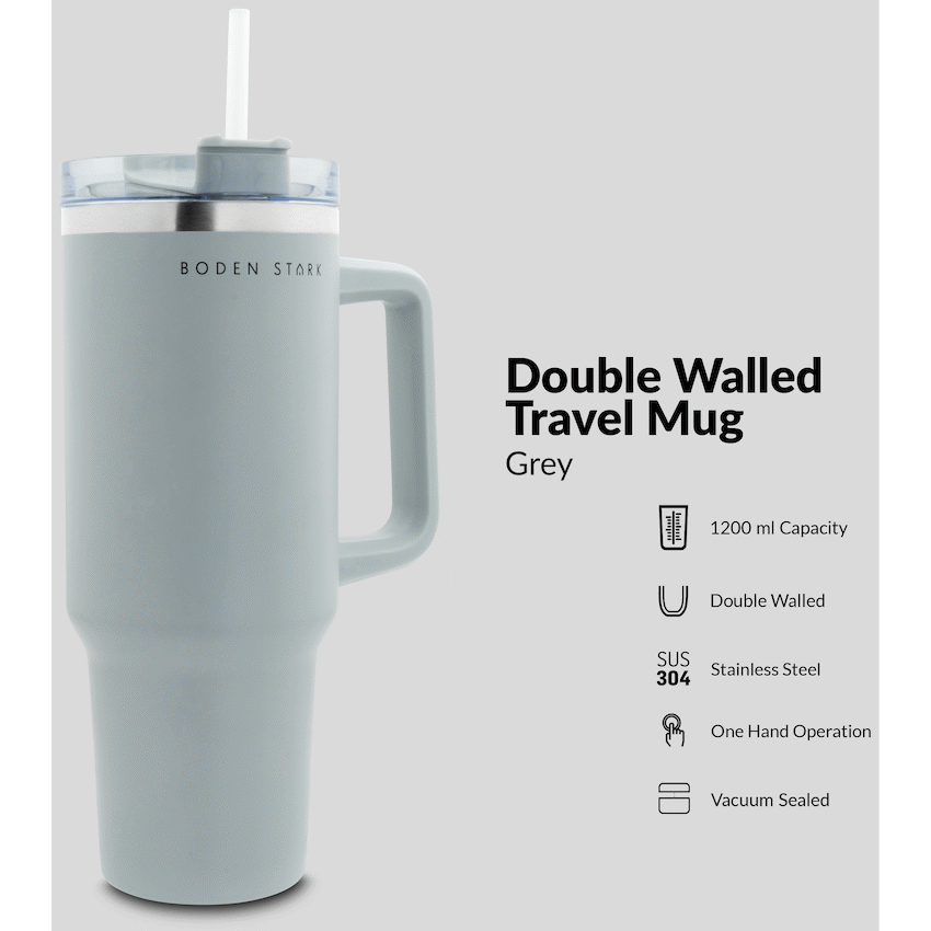 Boden Stark 1200ml Travel Mug - Grey - Image 13