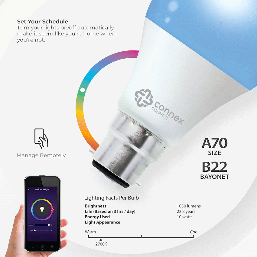 Smart WiFi Bulb 10W LED RGB White Bayonet image 6