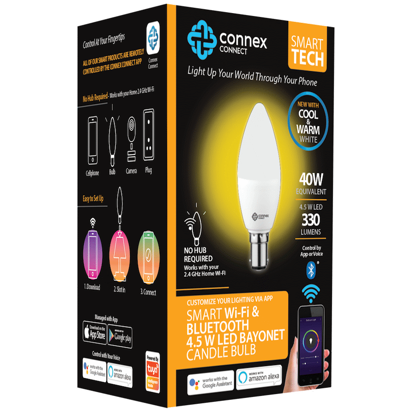 Smart WiFi Bulb 4.5W LED White Candle Bayonet image 2