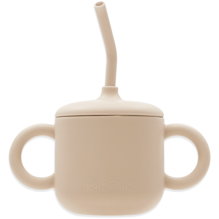 Echo Baby Silicone Training Cup with Straw - Ivory