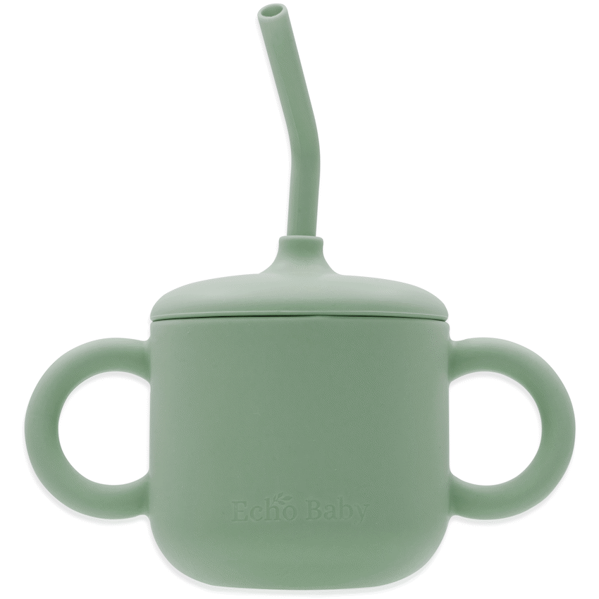 Echo Baby Silicone Training Cup with Straw - Sage