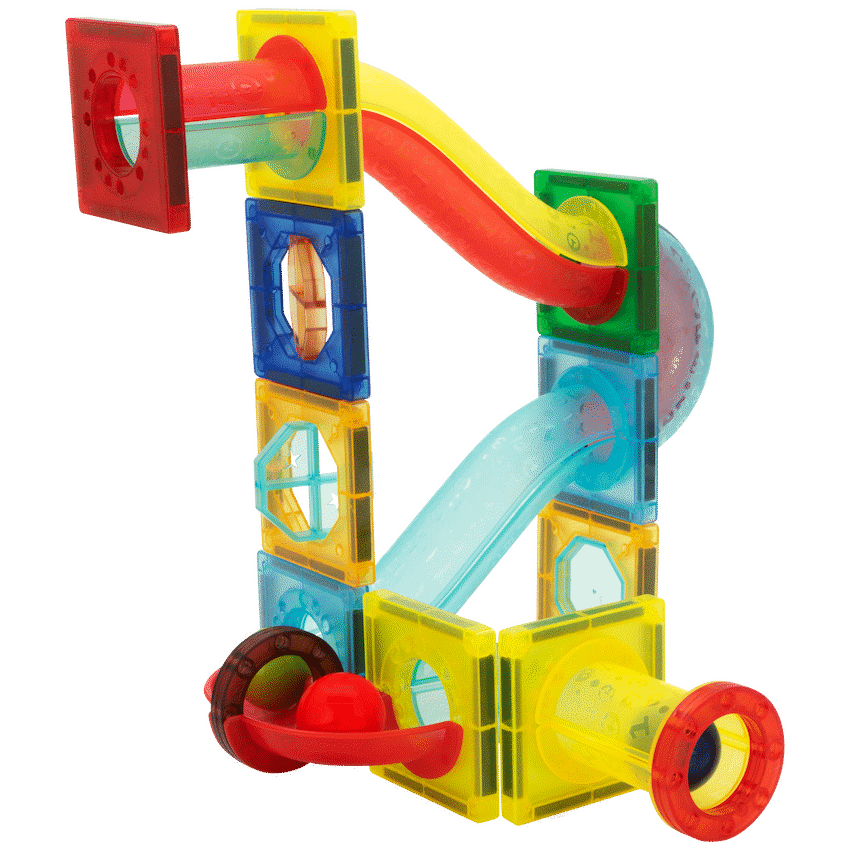 45 Magnetic Tiles and Marble Run Parts