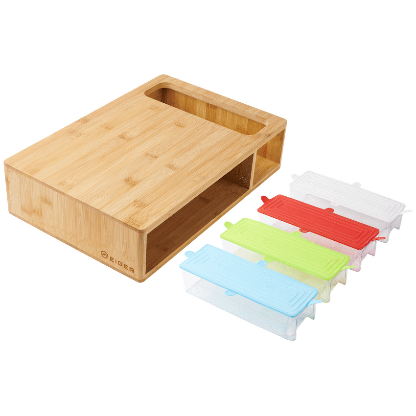 EIGER BAMBOO CUTTING BOARD WITH STORAGE DRAWERS