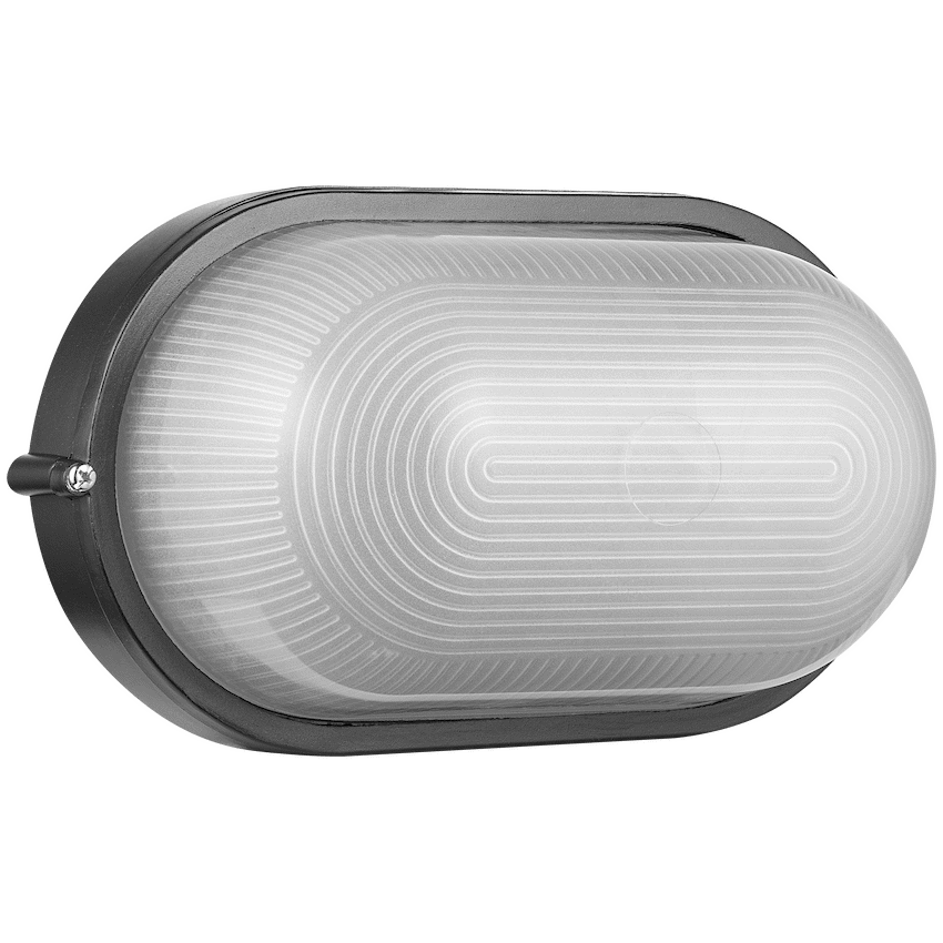 Ellies Illume Series - Large AC Oval Bulkhead - Aluminium + Glass - E27 Base -BK