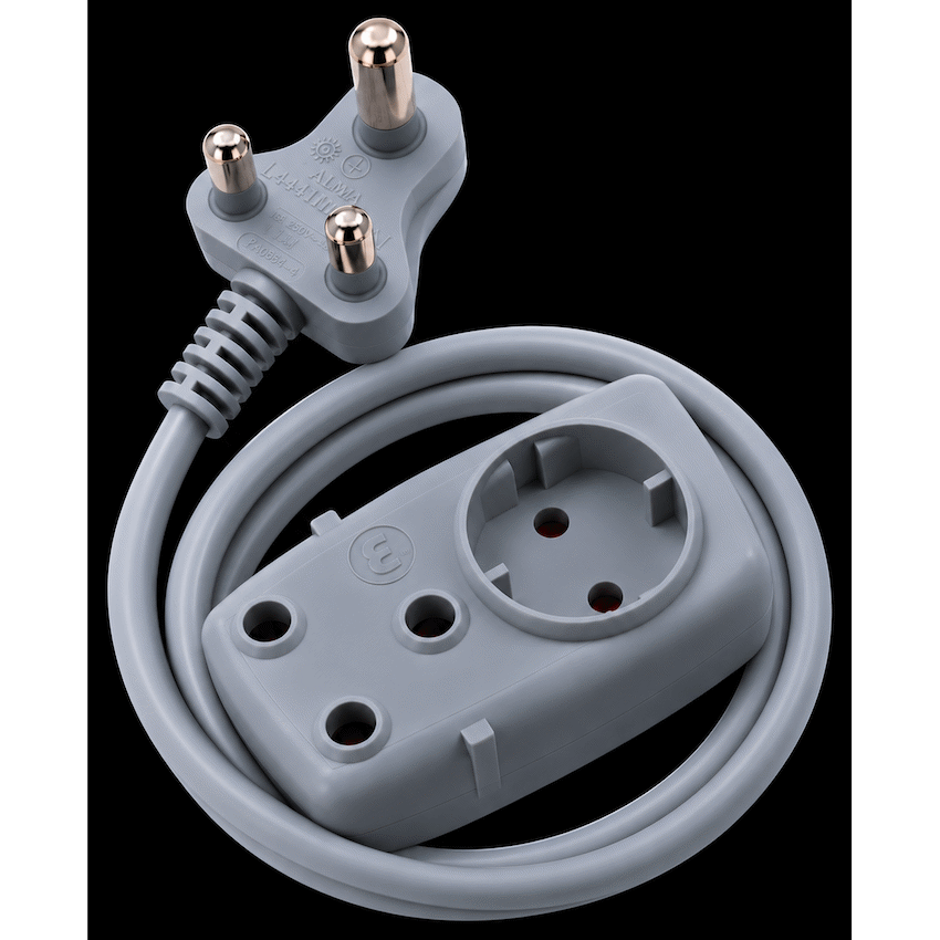 Ellies 2 way Light Duty Schuko Extension lead - 2M - GR