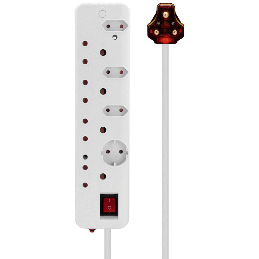 Ellies 8-Way High Surge Multiplug 0.5m