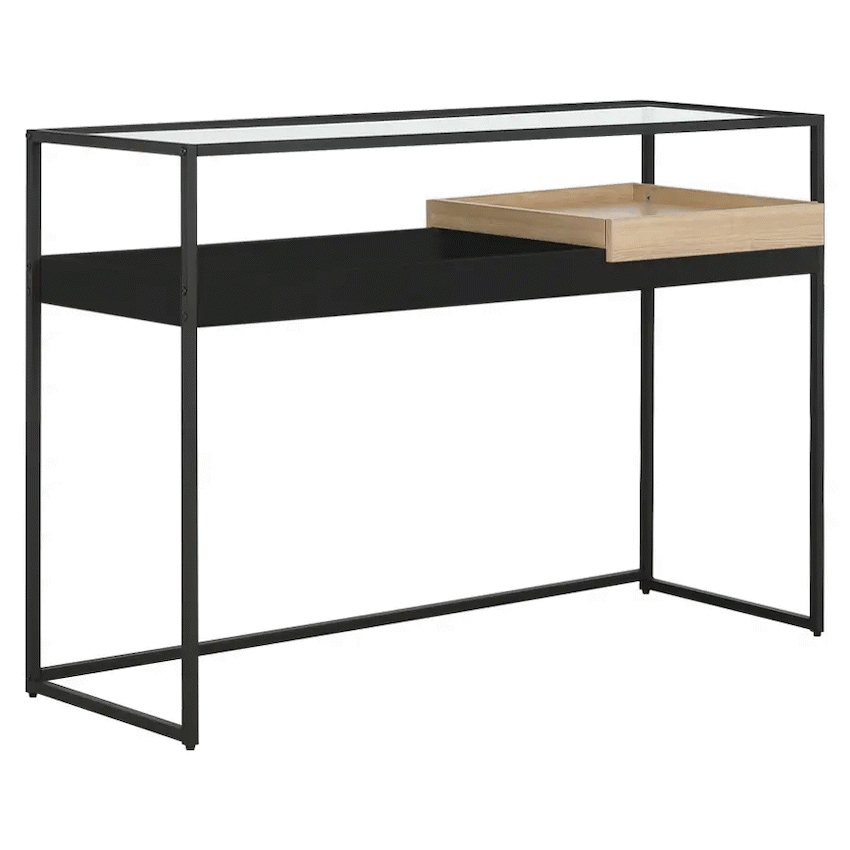 Everfurn Millenium Console, Powder Coated Steel Frame, Tempered Glass