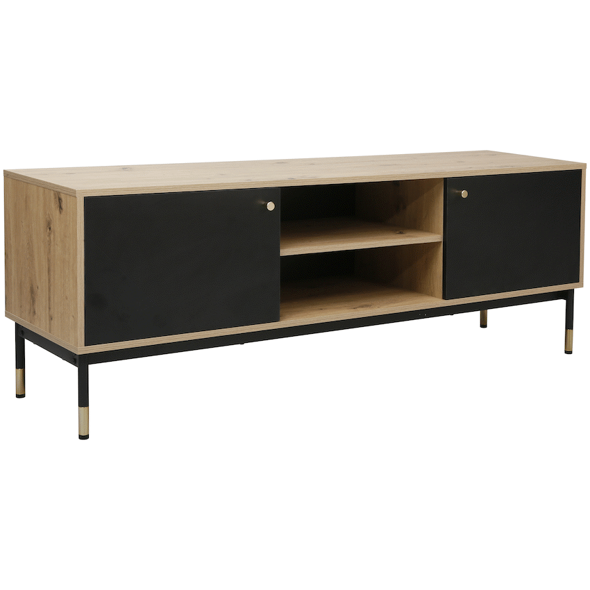 Everfurn Summit TV Stand, Gold with Two Cupboards