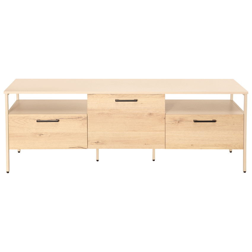 Everfurn Ellen TV Stand - Melamine - Powder-Coated Steel Frame - 2 Drawers - Storage Cabinet