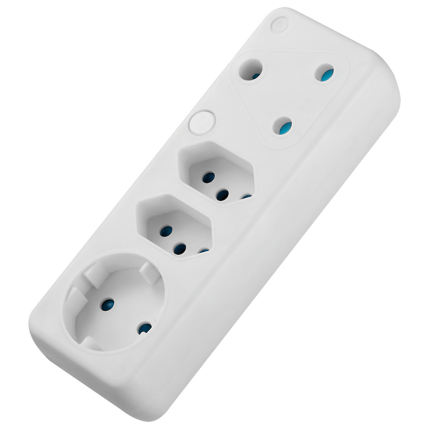 Ellies 4-Way Schuko Adaptor - White