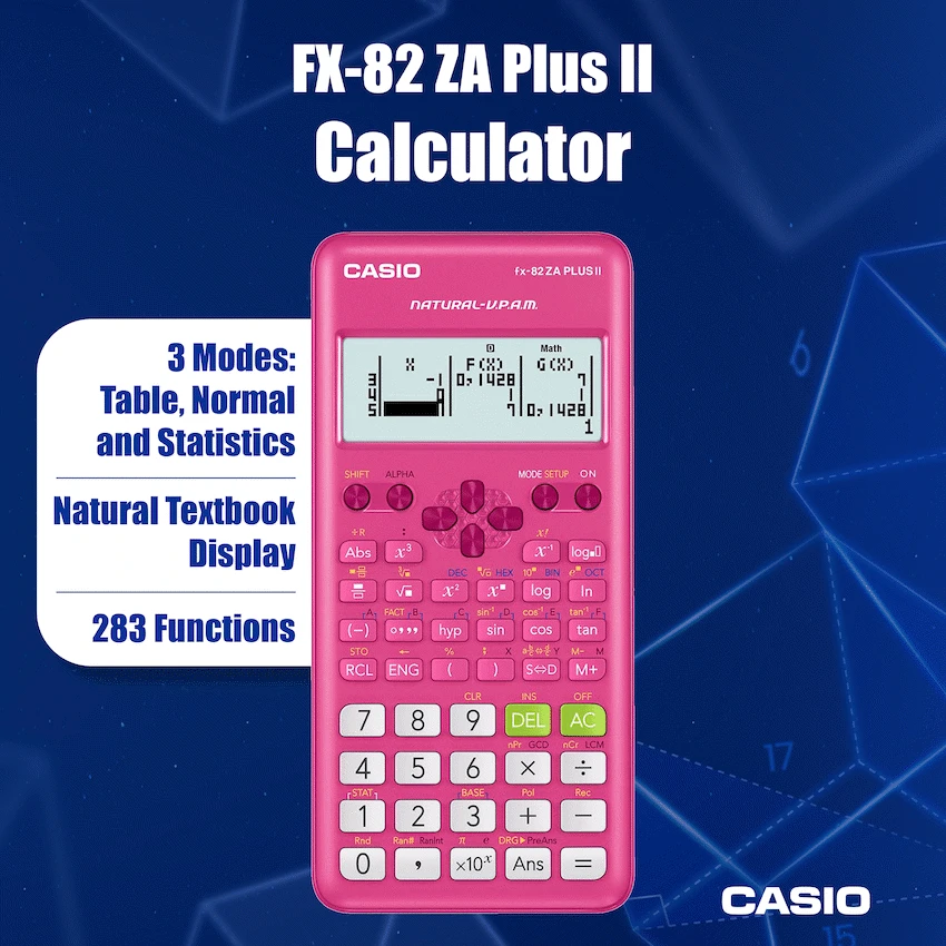 Casio FX-82 ZA Plus II Calculator - Pink - Image 3