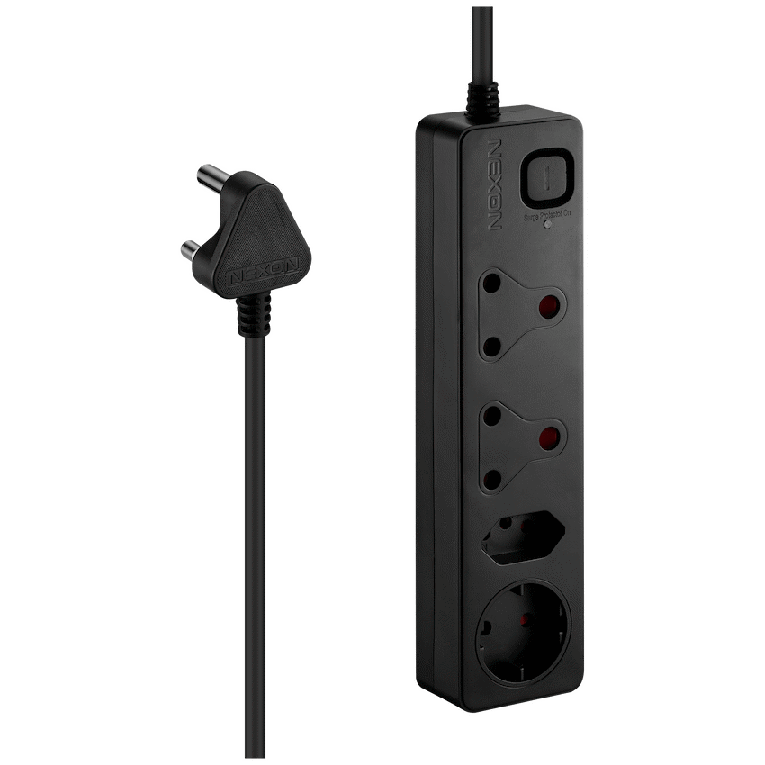 Nexon 4 Way Medium Surge Protected Multiplug 0.5M Black