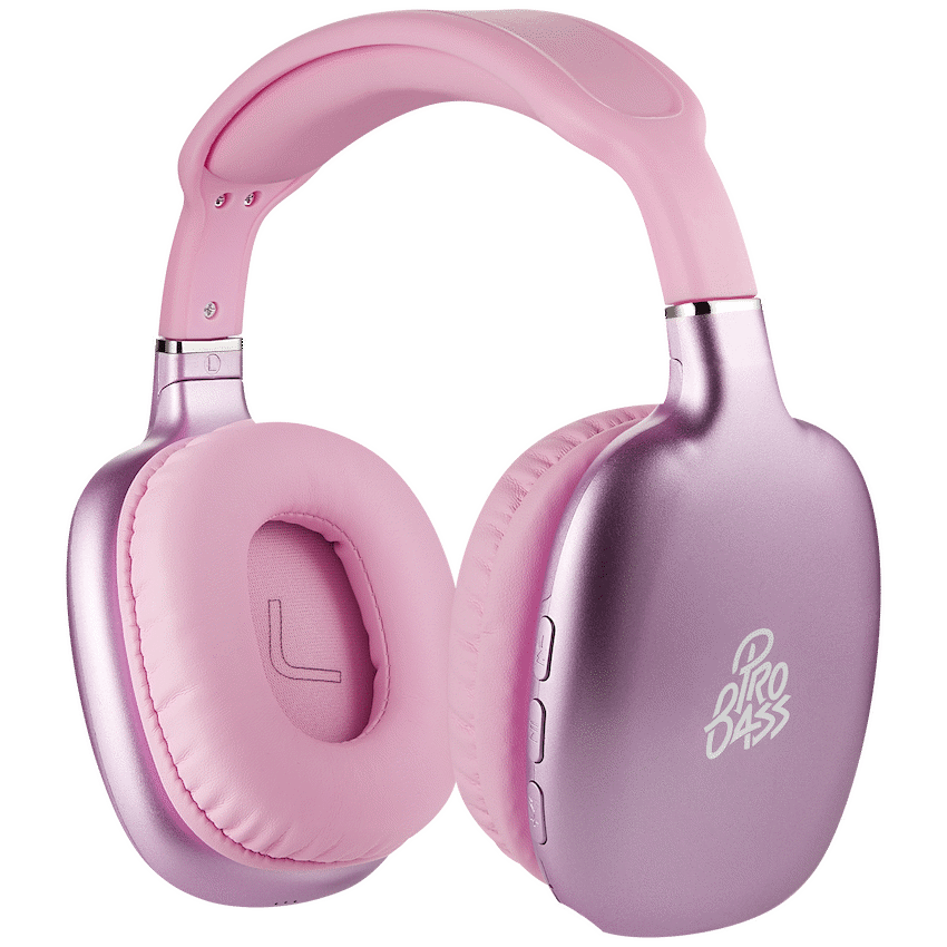 Pro Bass Retro Bluetooth Wireless Headphone with PU Case - Pink