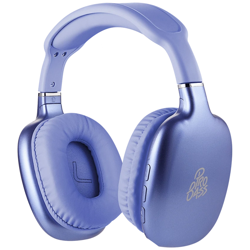 Pro Bass Retro Bluetooth Wireless Headphone with PU Case - Purple