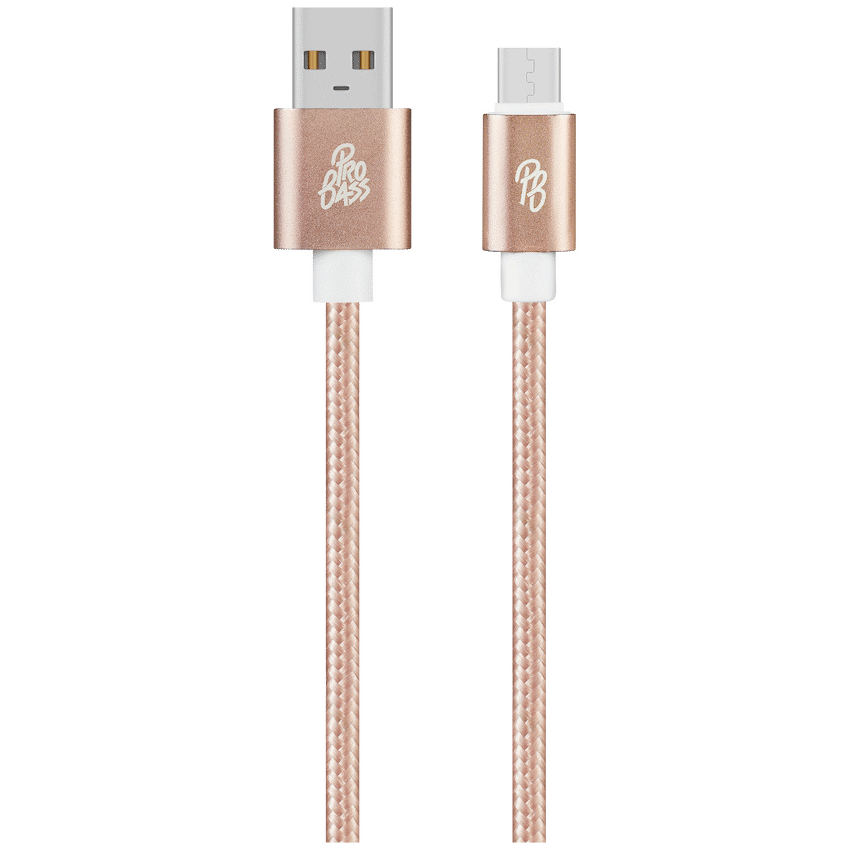 Pro Bass Braided Series Micro USB Cable - Pastel Pink 1.5m