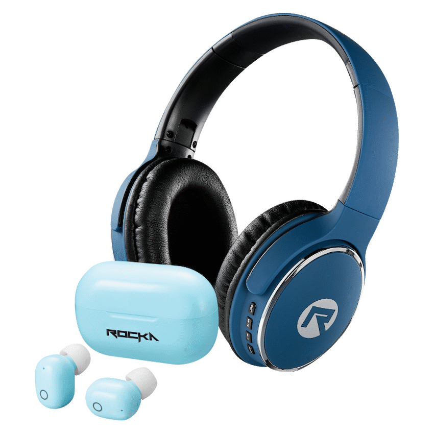 Rocka Epic 2.0 Bluetooth Headphone and TWS Earphone Combo - Blue