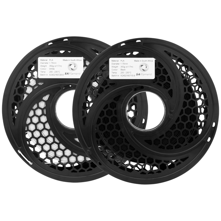 SA Filament 2x 350g PLA Black and White Twin Pack