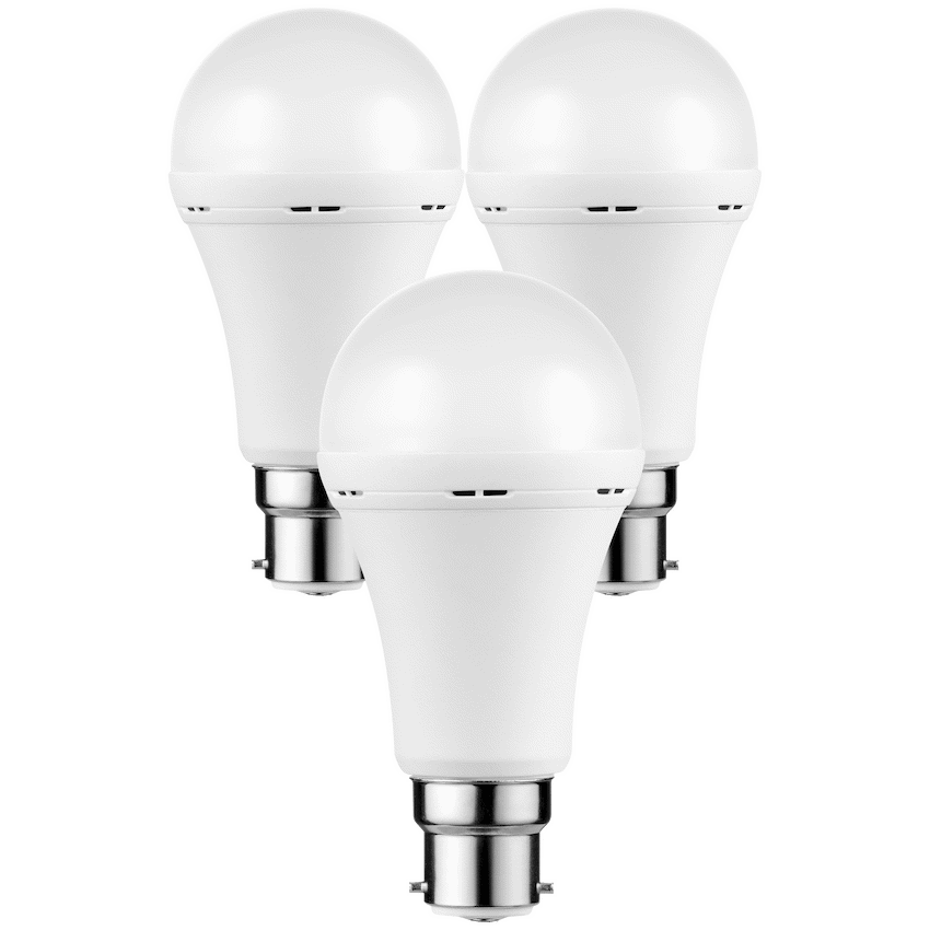Switched 5w A60 Rechargeable B22 LED Light Bulb - WW - 3 Pack
