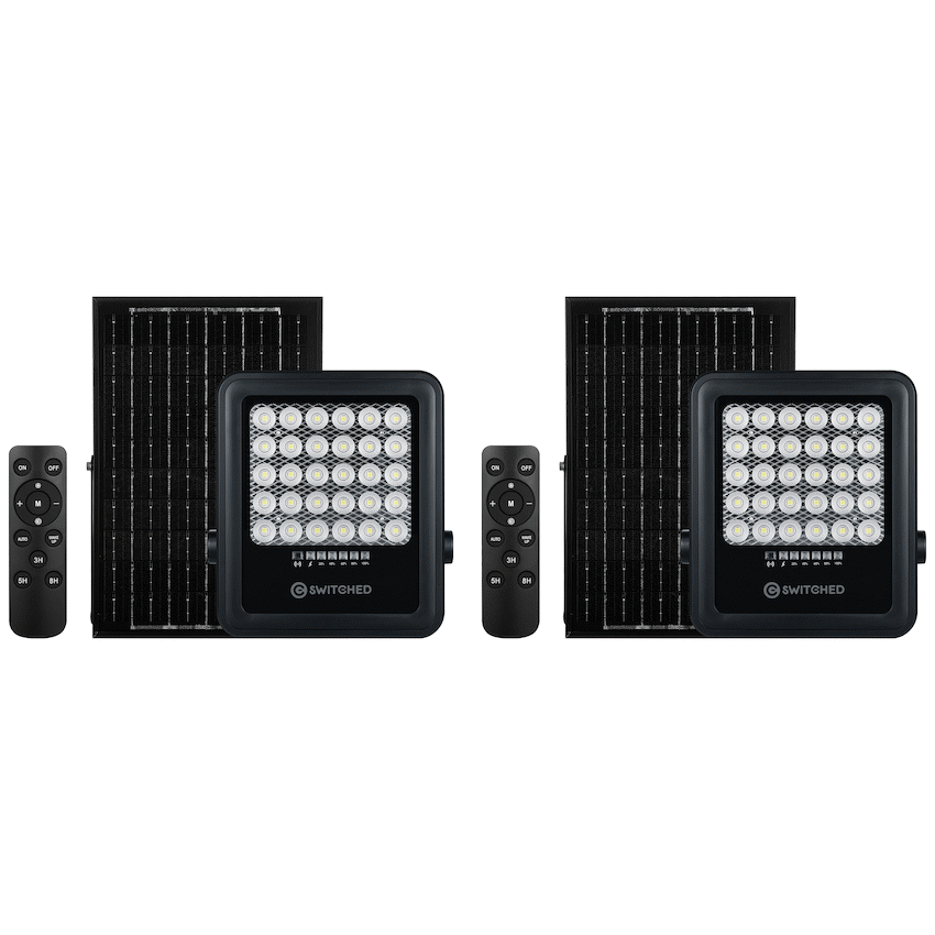 2 x Switched 100w Solar Floodlight with Remote