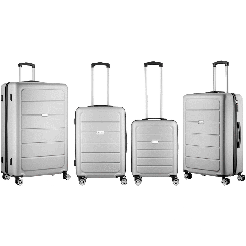 Travelwize Maple ABS 4-Wheels Spinner 4Pc Luggage Set Silver