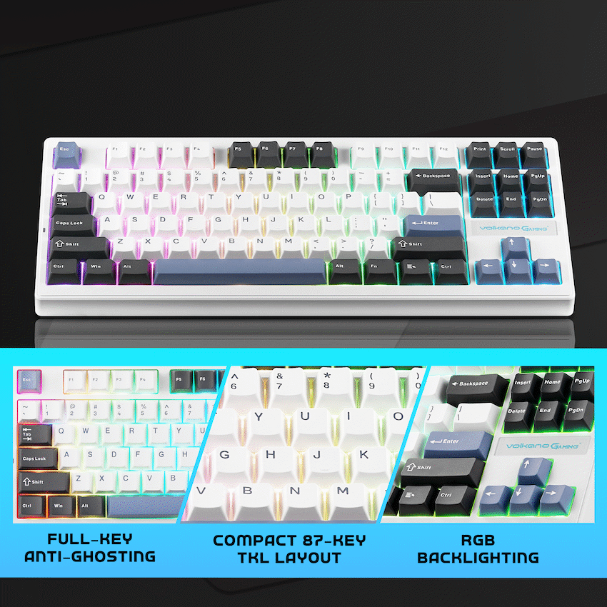 Volkano Gaming Obsidian X1 TKL Mechanical Tri-mode keyboard with Red switches - Image 3