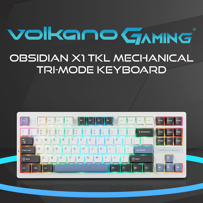 Volkano Gaming Obsidian X1 TKL Mechanical Tri-mode keyboard with Red switches - Image 6