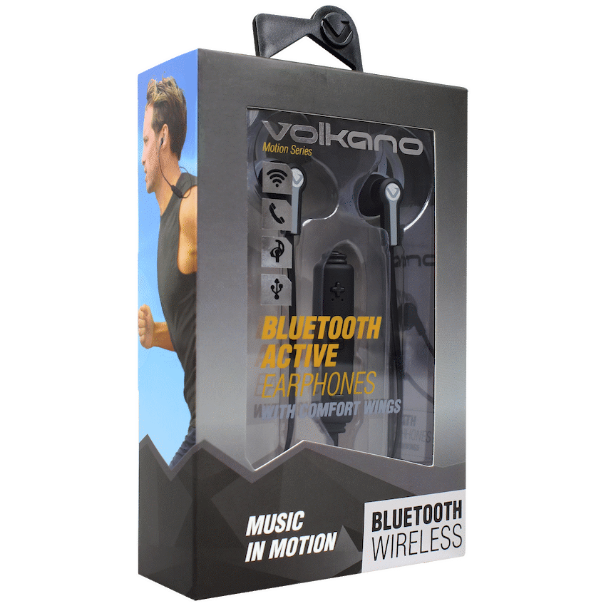 Volkano Motion Bluetooth Earphones - Black/Grey image 3