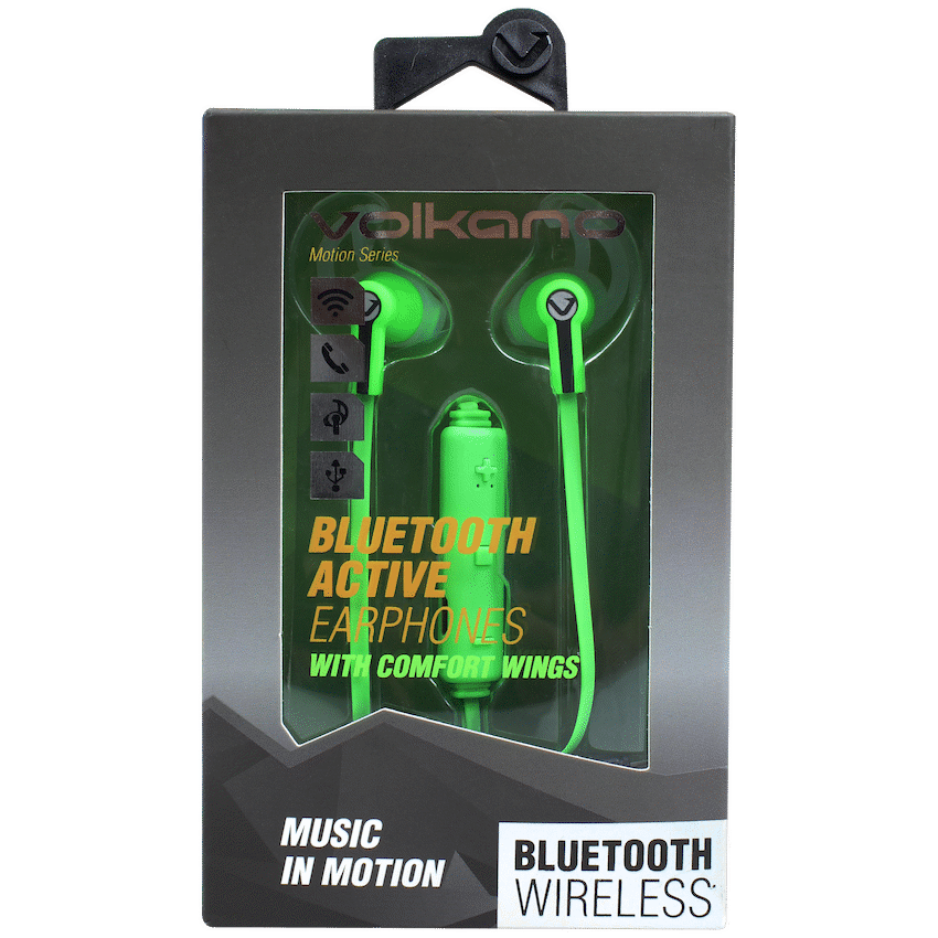 Volkano Motion Bluetooth Earphones - Green/Black image 2