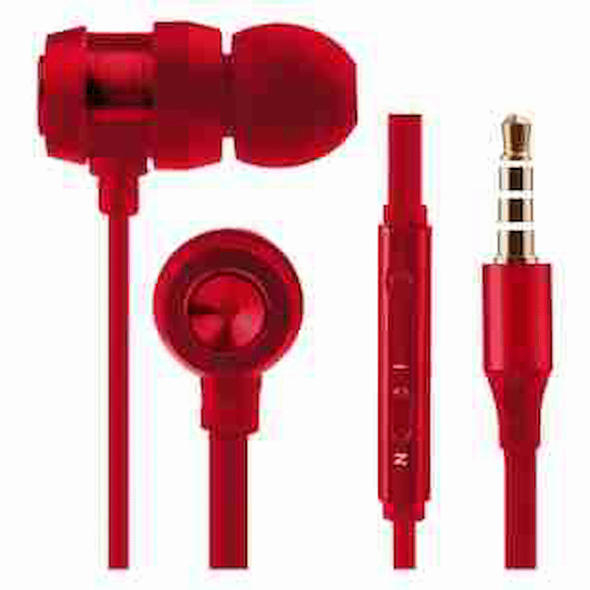 Volkano Alloy Series Earphones with Mic - Solid Red