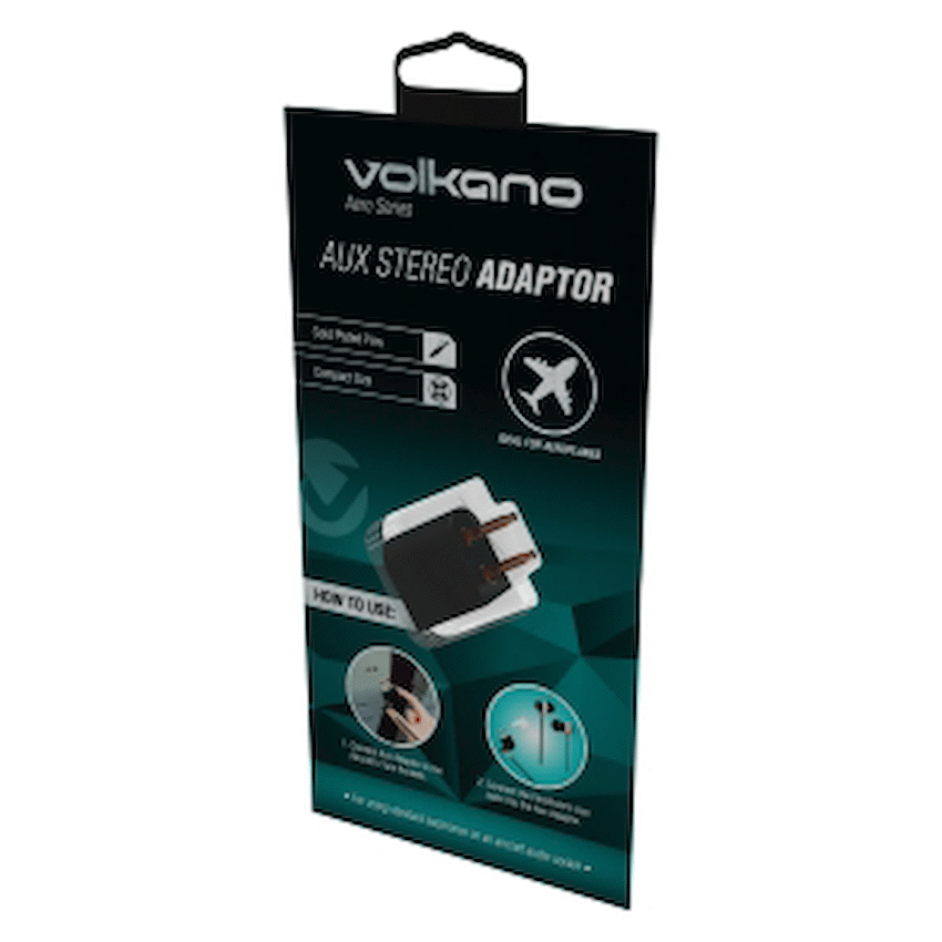 Volkano Aero Series Aux Stereo Adapter - Black image 2