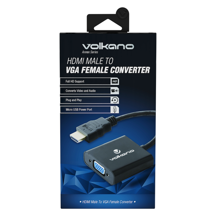 Volkano Annex Series HDMI Male to VGA Female Converter, 10cm Cable, with Sound - Image 2