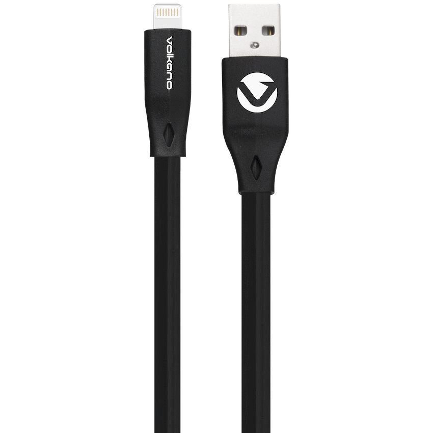 Volkano Slim Series Flat PVC Lightning Cable 1.2m - Black