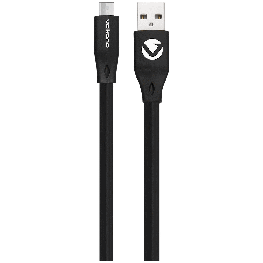 Volkano Slim Series Flat PVC Type-C Cable 1.2m - Black