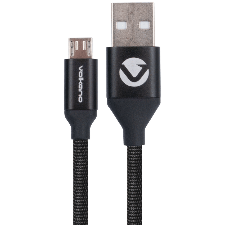 Volkano Weave Series Fabric Braided Micro USB Cable 1.2m - Black
