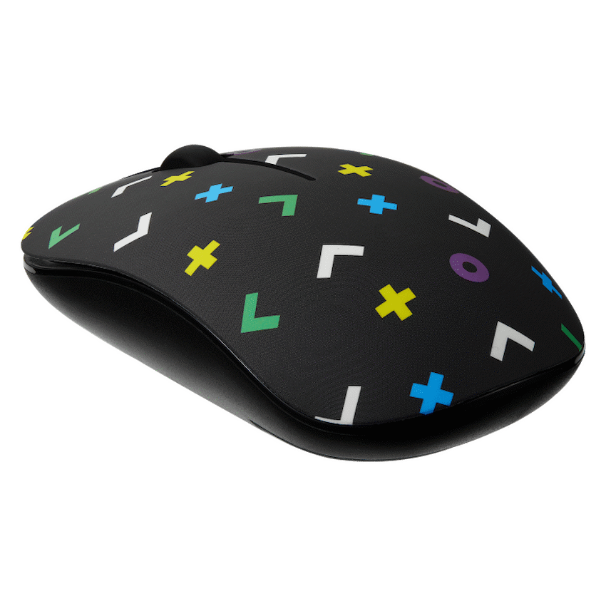 Tag Series 2.4G Wireless Optical Mouse with Nano USB and Type-C Receiver - Black Geo