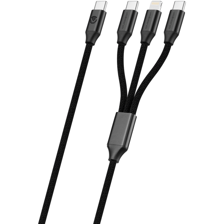 Volkano Weave Series 65w 3-in-1 Charge Cable - Black
