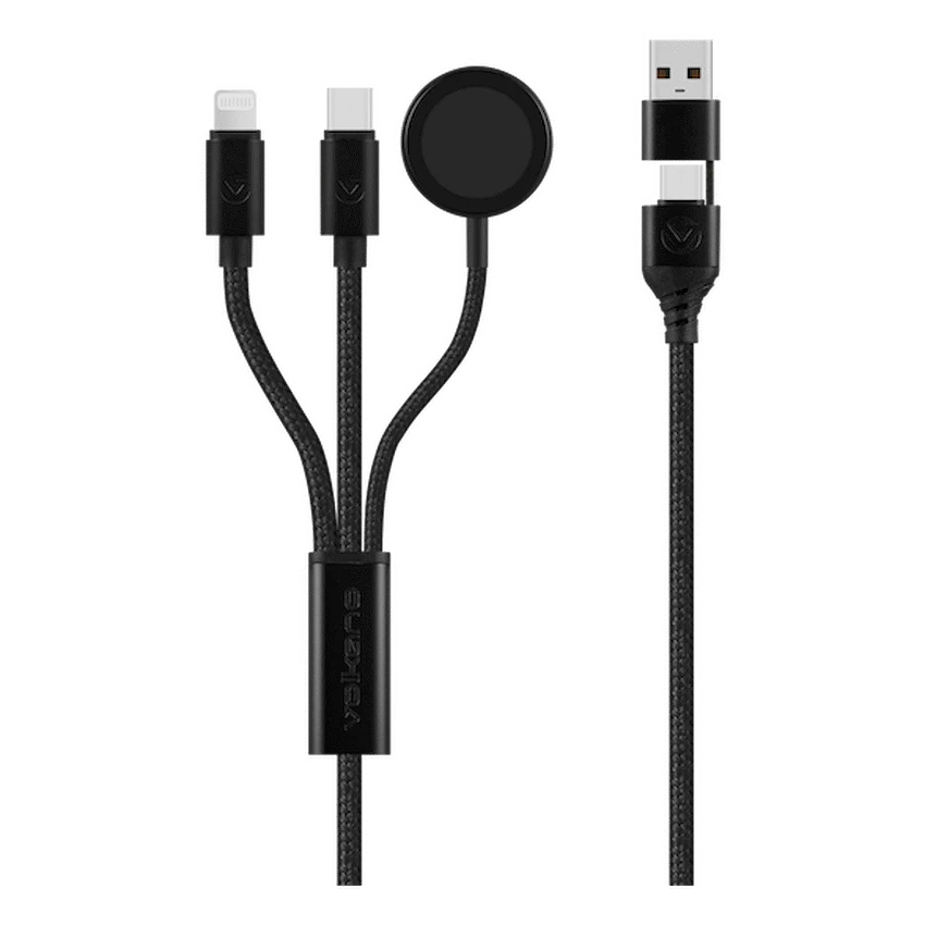 Volkano Weave Series 100W Braided 5-in-1 Charge and Data Cable 1m - Black
