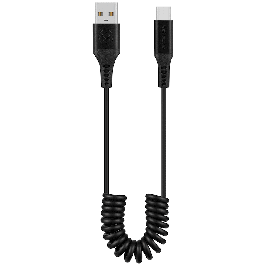 Volkano Helix Series Coiled 1m Charging Cable USB-A To USB-C 60W - Black - Image 2
