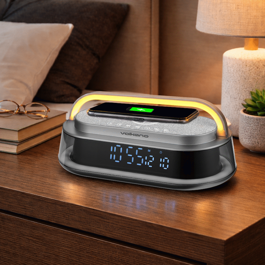 Volkano Awaken Series Alarm Clock with Wireless Charging and Speaker - Image 4