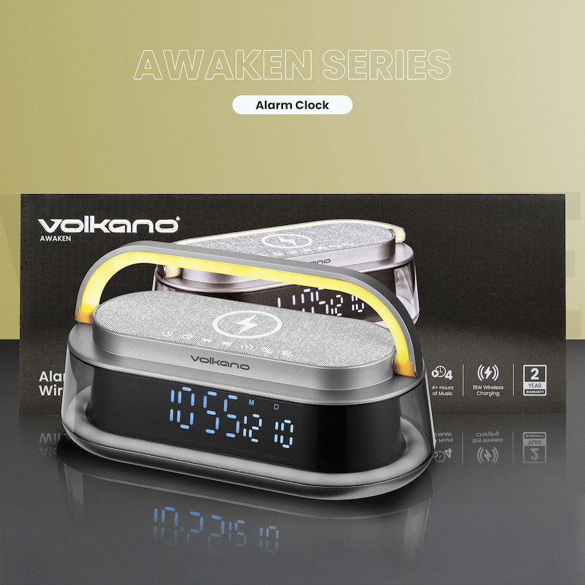 Volkano Awaken Series Alarm Clock with Wireless Charging and Speaker - Image 6