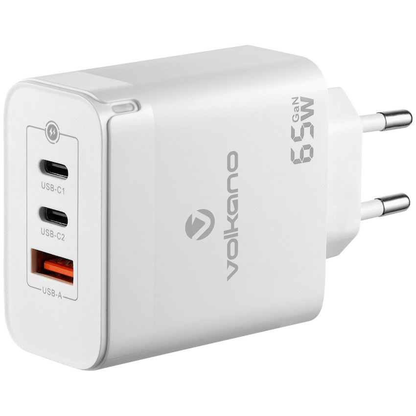 Volkano Potent Trio 65w GaN 3 Port Wall Charger