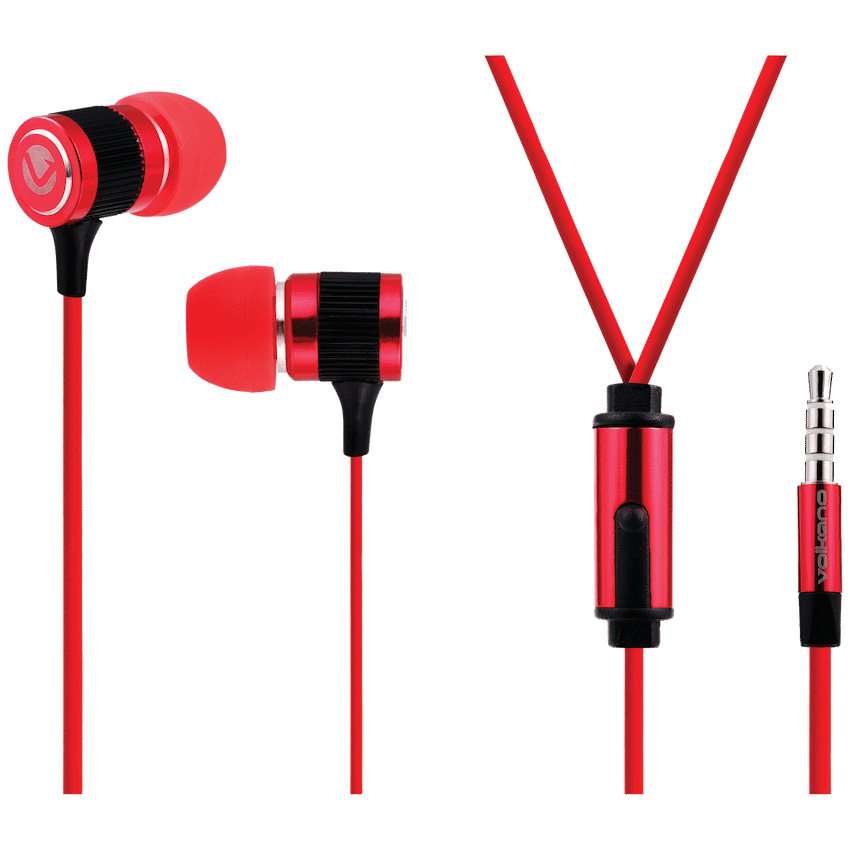 Volkano Earphones with Mic - Metallic Series - Red
