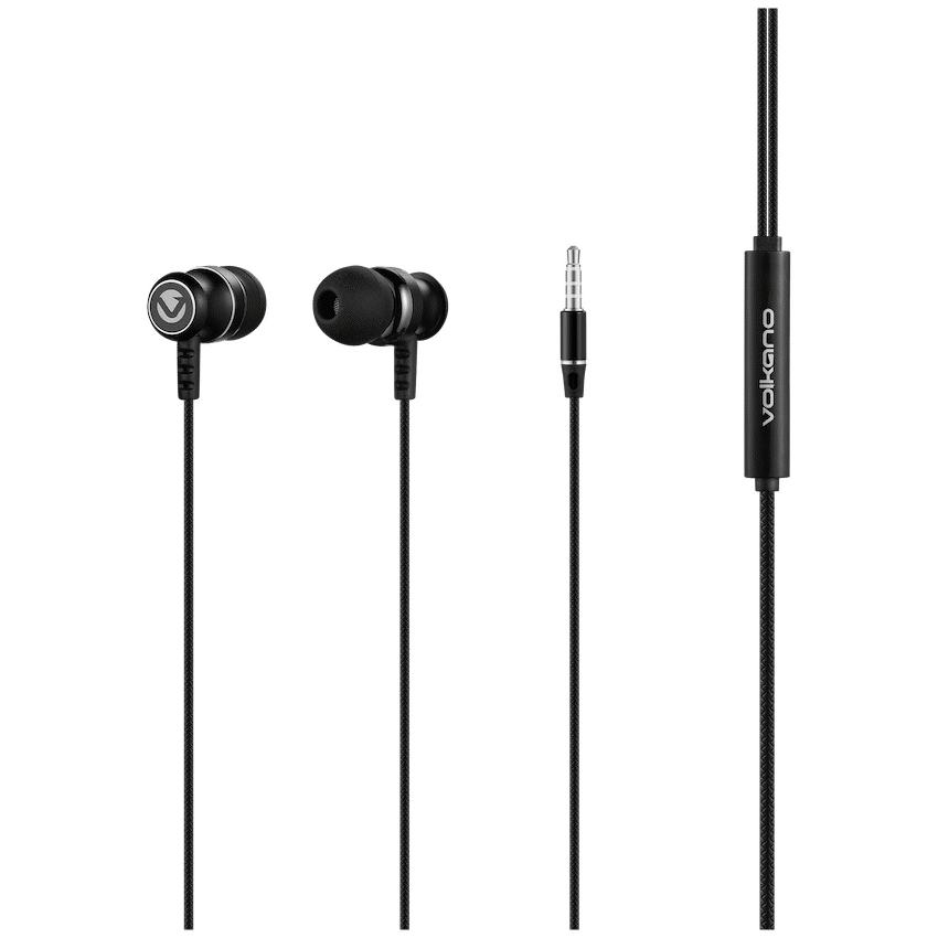 Volkano Earphones with Mic - STANNIC SERIES - Black