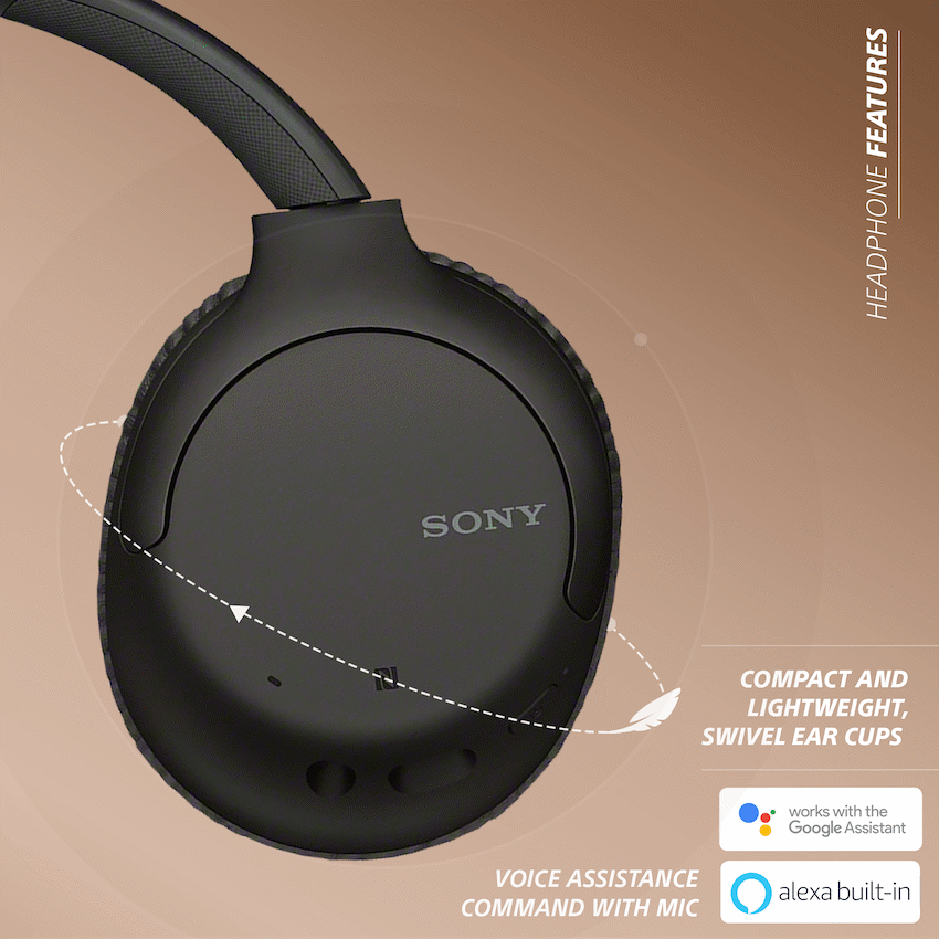 Sony WH-CH710 Noise Cancelling Over-Ear Headphones (Black) image 3